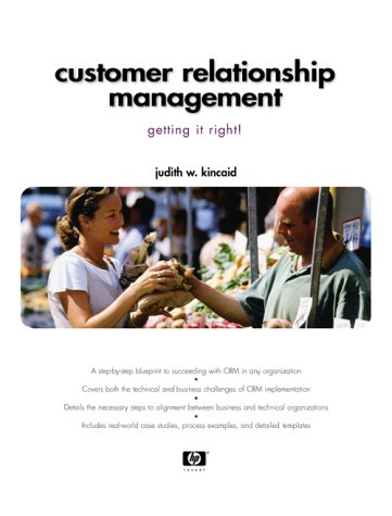 Customer Relationship Management: Getting it Right (Hewlett-Packard Professional Books (Paperback))