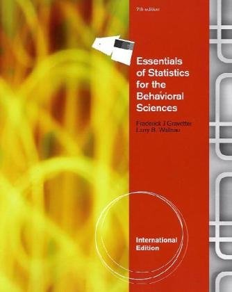 Essentials of Statistics for the Behavioral Science, International Edition