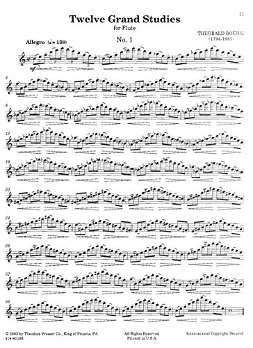 Twelve Grand Studies The 1848 Edition Plus A Master Class By James Galway Opus 15 - Flute Solo